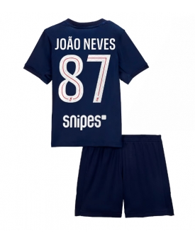Paris Saint-Germain Joao Neves #87 Maglia Gara Casa Repliche 2025-26 Bambino Maniche Corte